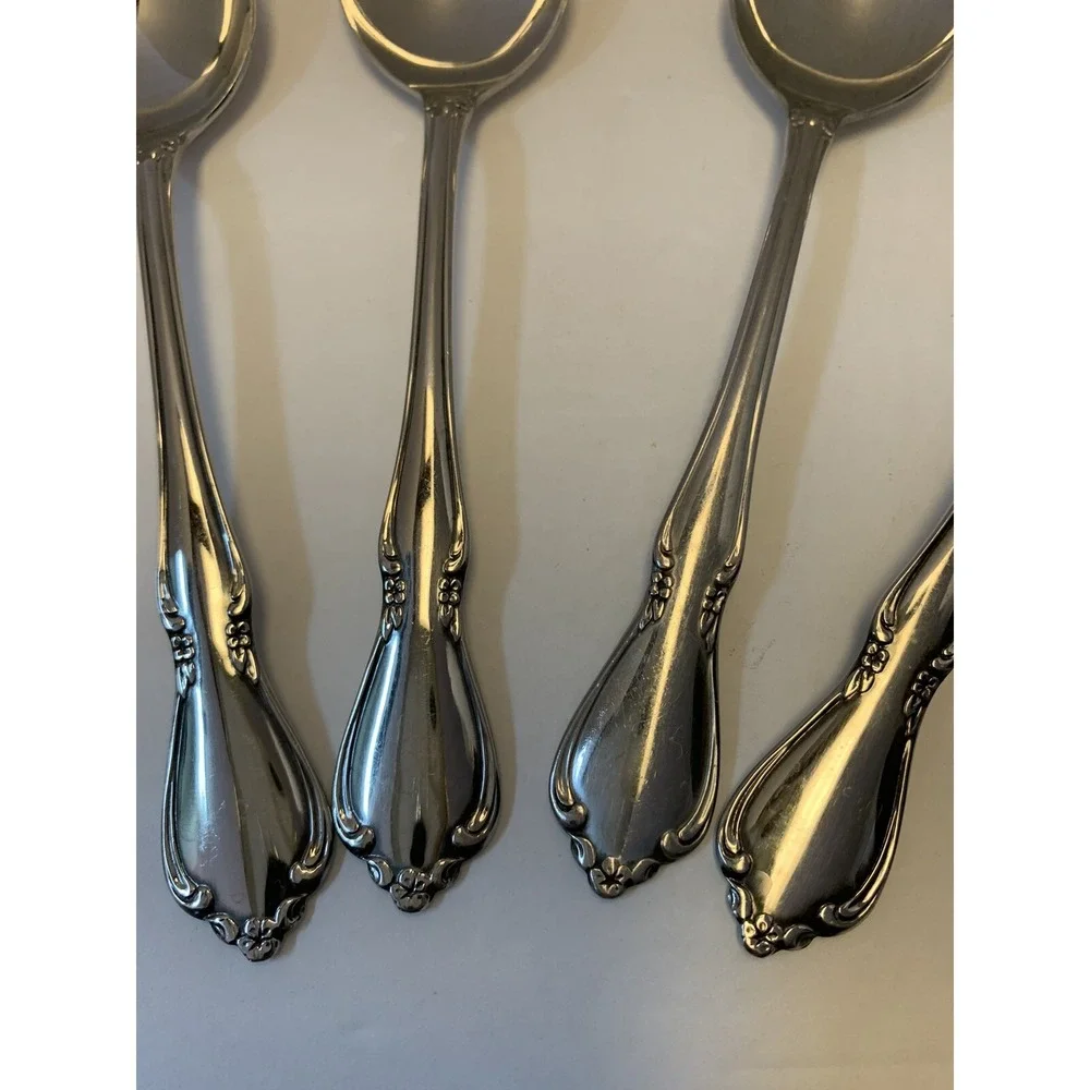 Lot of 4 Oneida Oneidacraft Chateau Deluxe Stainless Steel Teaspoons